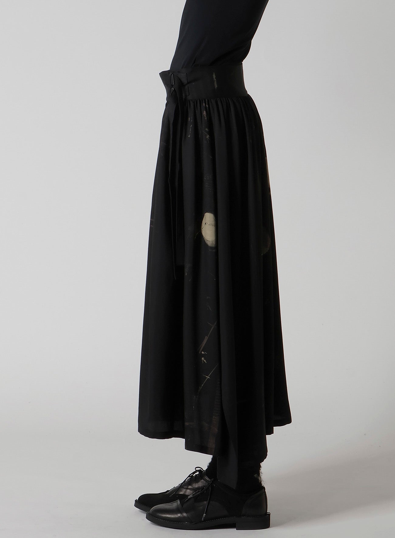 DUNGEREE TWILL ASYMMETRIC GATHER SKIRT
