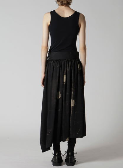 DUNGEREE TWILL ASYMMETRIC GATHER SKIRT