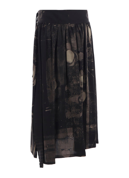 DUNGEREE TWILL ASYMMETRIC GATHER SKIRT