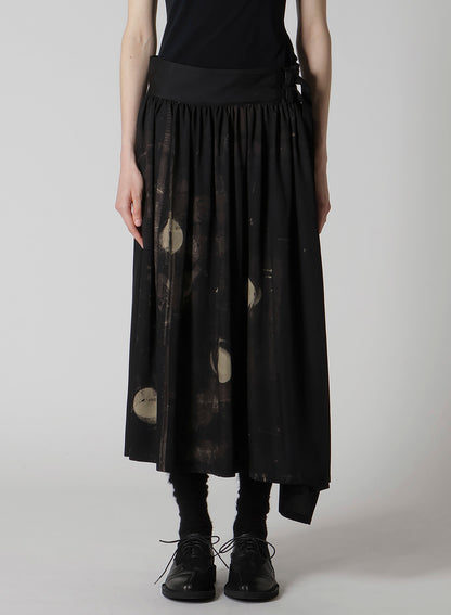 DUNGEREE TWILL ASYMMETRIC GATHER SKIRT
