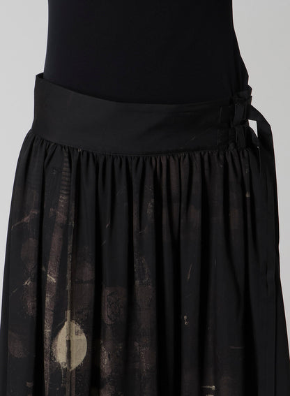 DUNGEREE TWILL ASYMMETRIC GATHER SKIRT