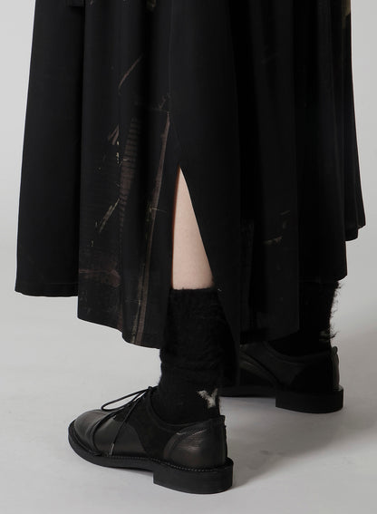 DUNGEREE TWILL ASYMMETRIC GATHER SKIRT