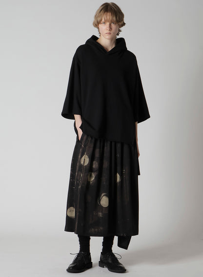 DUNGEREE TWILL ASYMMETRIC GATHER SKIRT