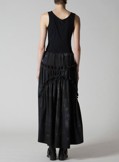 6OZ DENIM FRILL GATHERED SKIRT