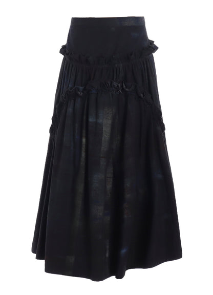6OZ DENIM FRILL GATHERED SKIRT