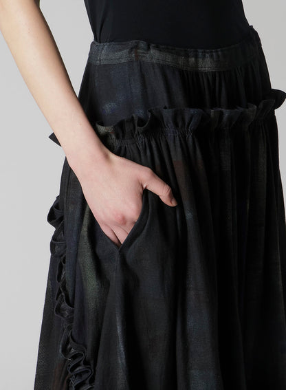6OZ DENIM FRILL GATHERED SKIRT