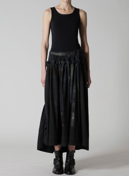 6OZ DENIM FRILL GATHERED SKIRT