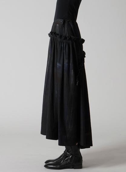 6OZ DENIM FRILL GATHERED SKIRT
