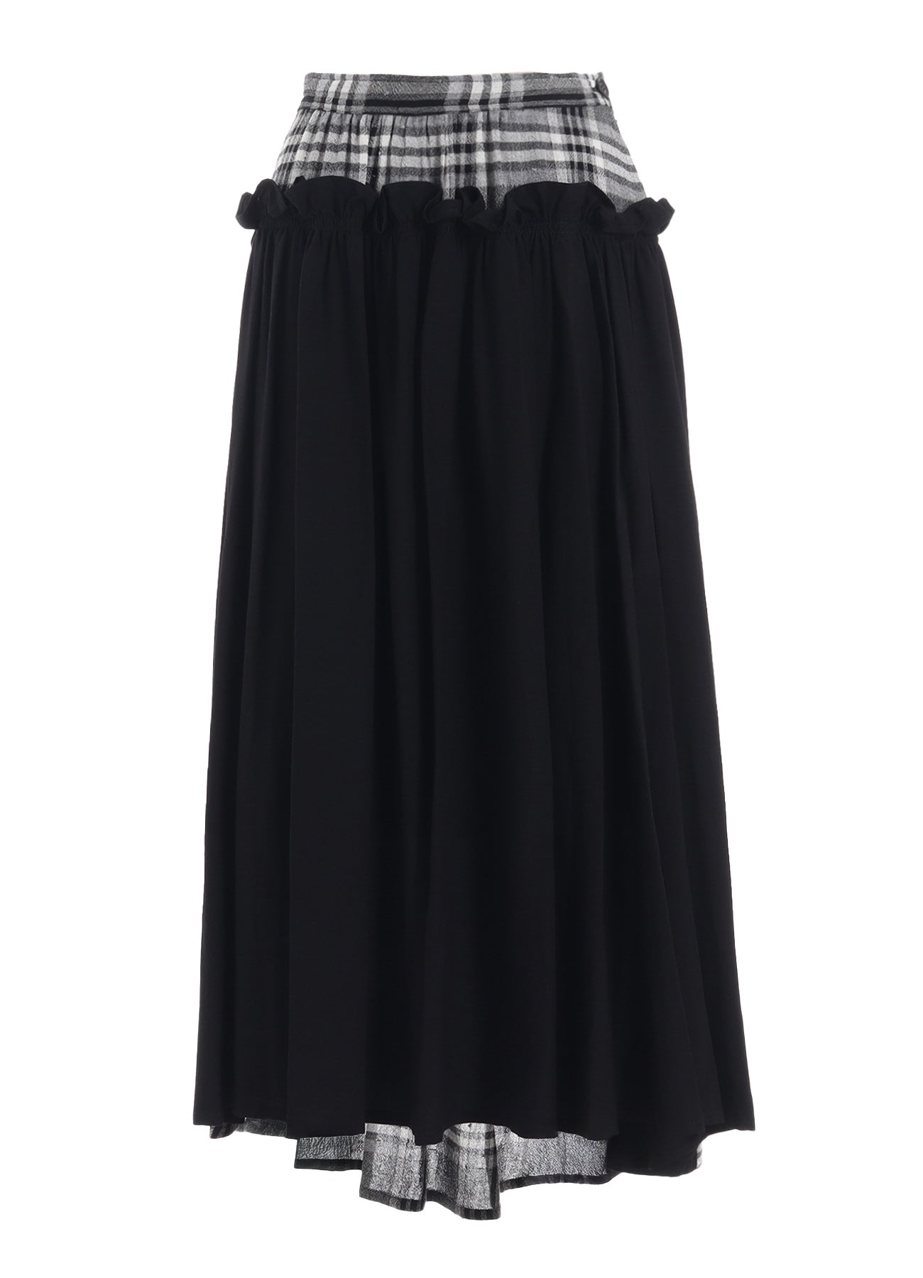 GAUZE PLAID FRILL GATHER SKIRT – THE SHOP YOHJI YAMAMOTO