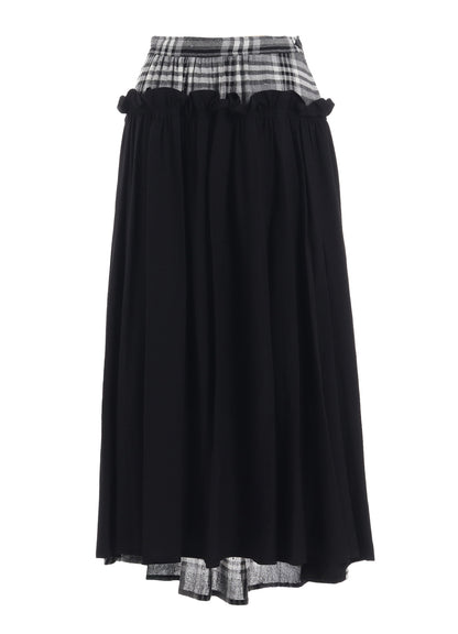 GAUZE PLAID FRILL GATHER SKIRT