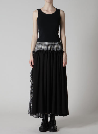 GAUZE PLAID FRILL GATHER SKIRT