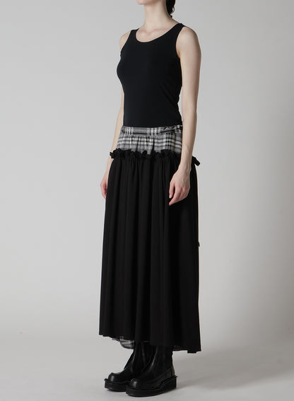 GAUZE PLAID FRILL GATHER SKIRT