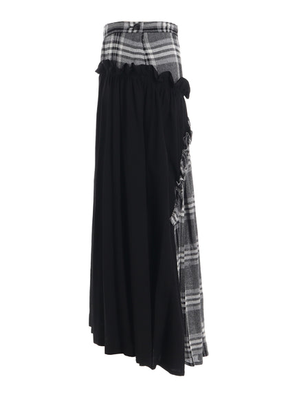 GAUZE PLAID FRILL GATHER SKIRT