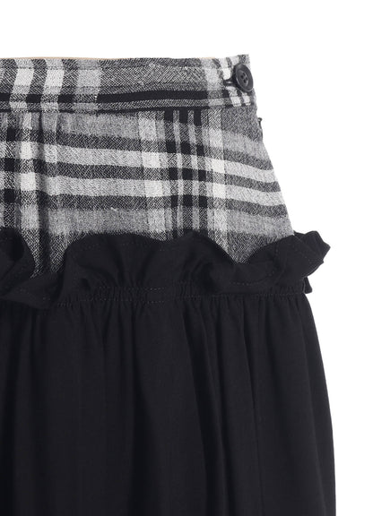 GAUZE PLAID FRILL GATHER SKIRT