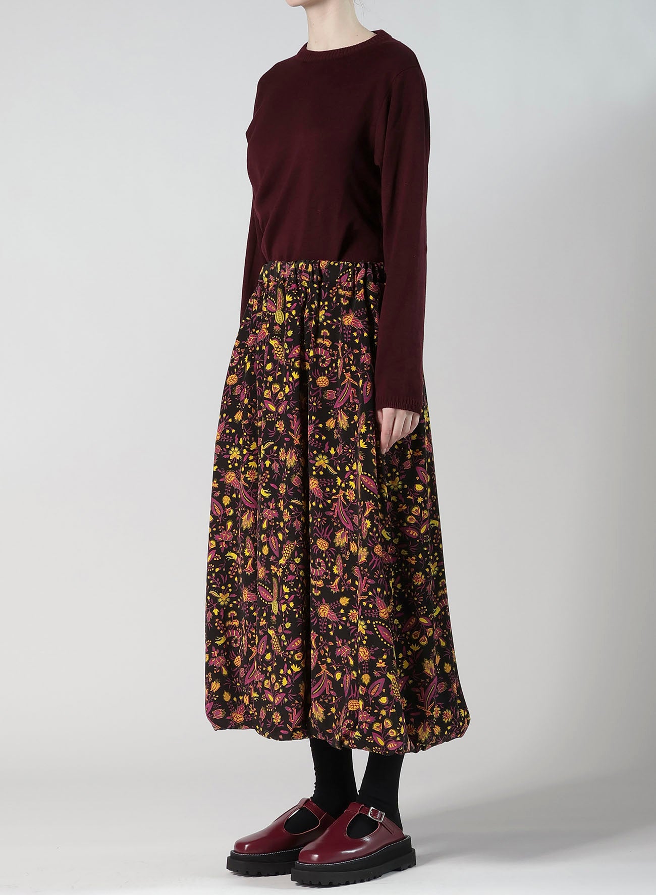 FLOWER PRINT BALLOON SKIRT