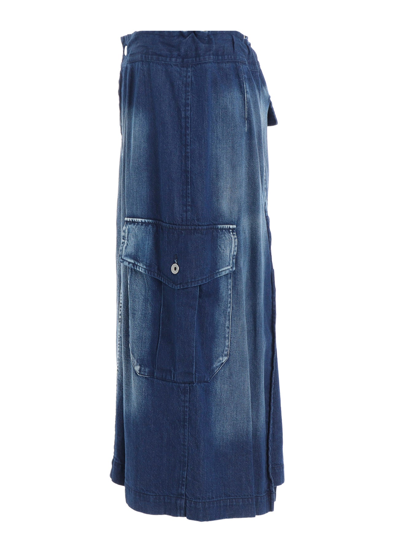 SPOTTED DENIM SIDE POCKET STRAIGHT SKIRT