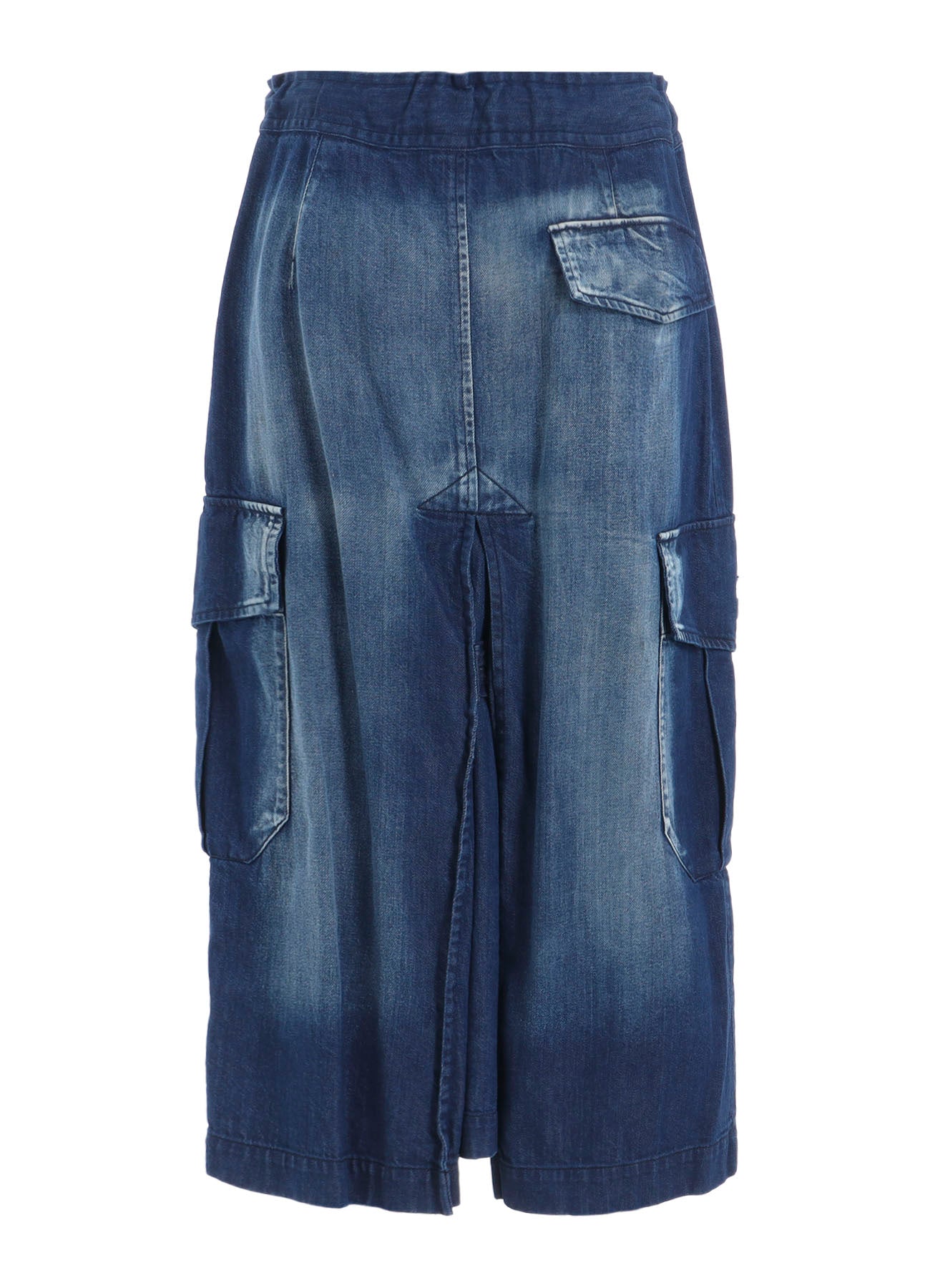 SPOTTED DENIM SIDE POCKET STRAIGHT SKIRT