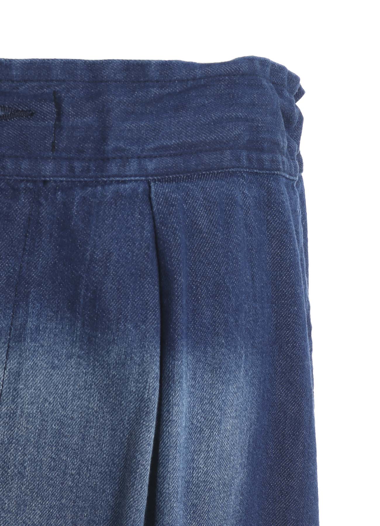 SPOTTED DENIM SIDE POCKET STRAIGHT SKIRT