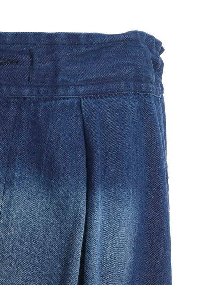 SPOTTED DENIM SIDE POCKET STRAIGHT SKIRT