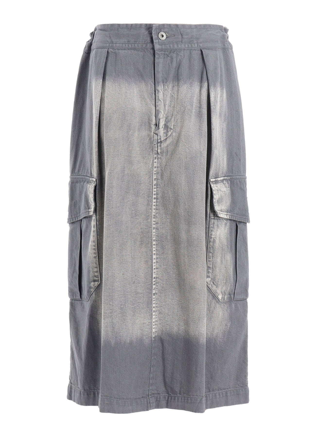 SPOTTED DENIM SIDE POCKET STRAIGHT SKIRT