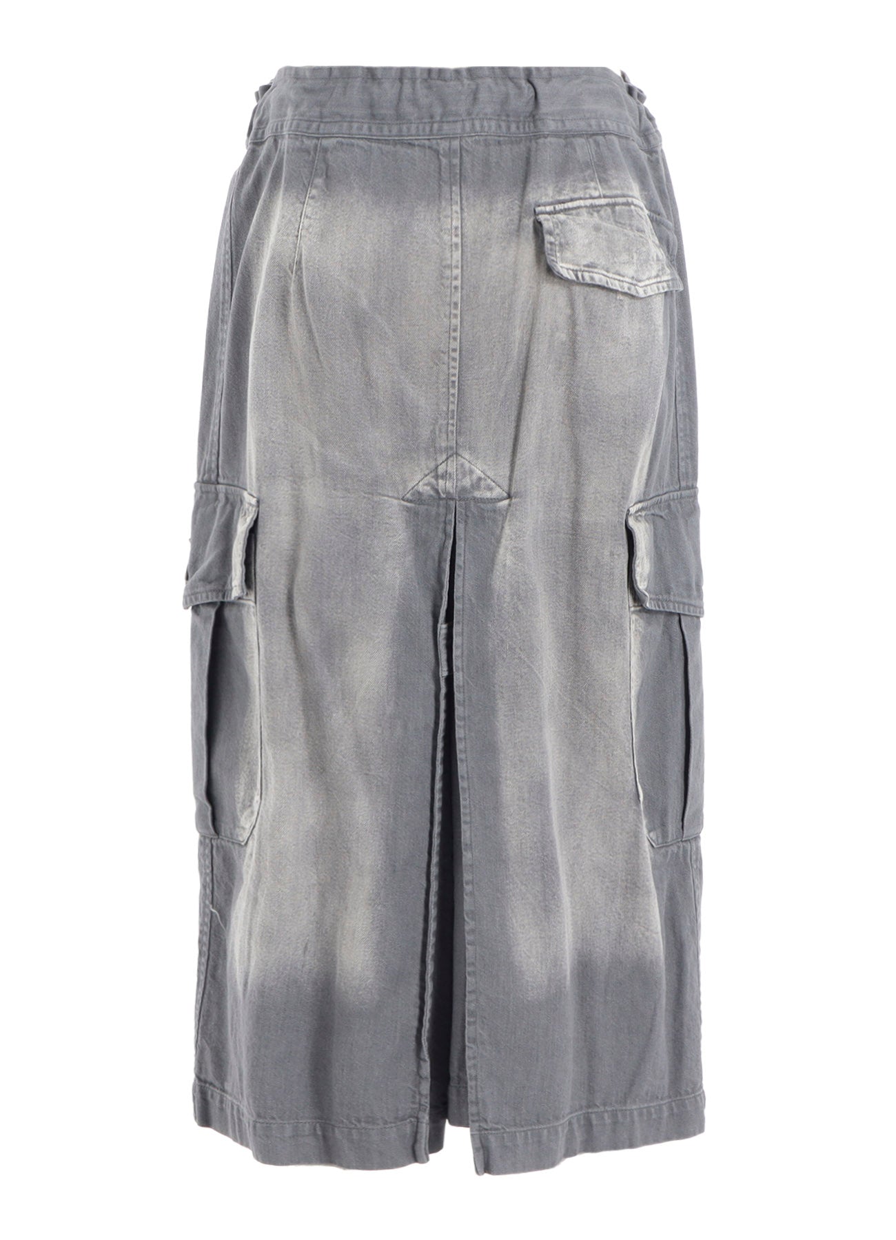 SPOTTED DENIM SIDE POCKET STRAIGHT SKIRT