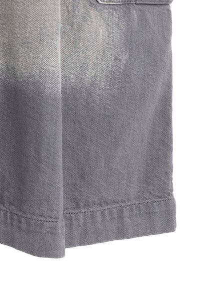 SPOTTED DENIM SIDE POCKET STRAIGHT SKIRT