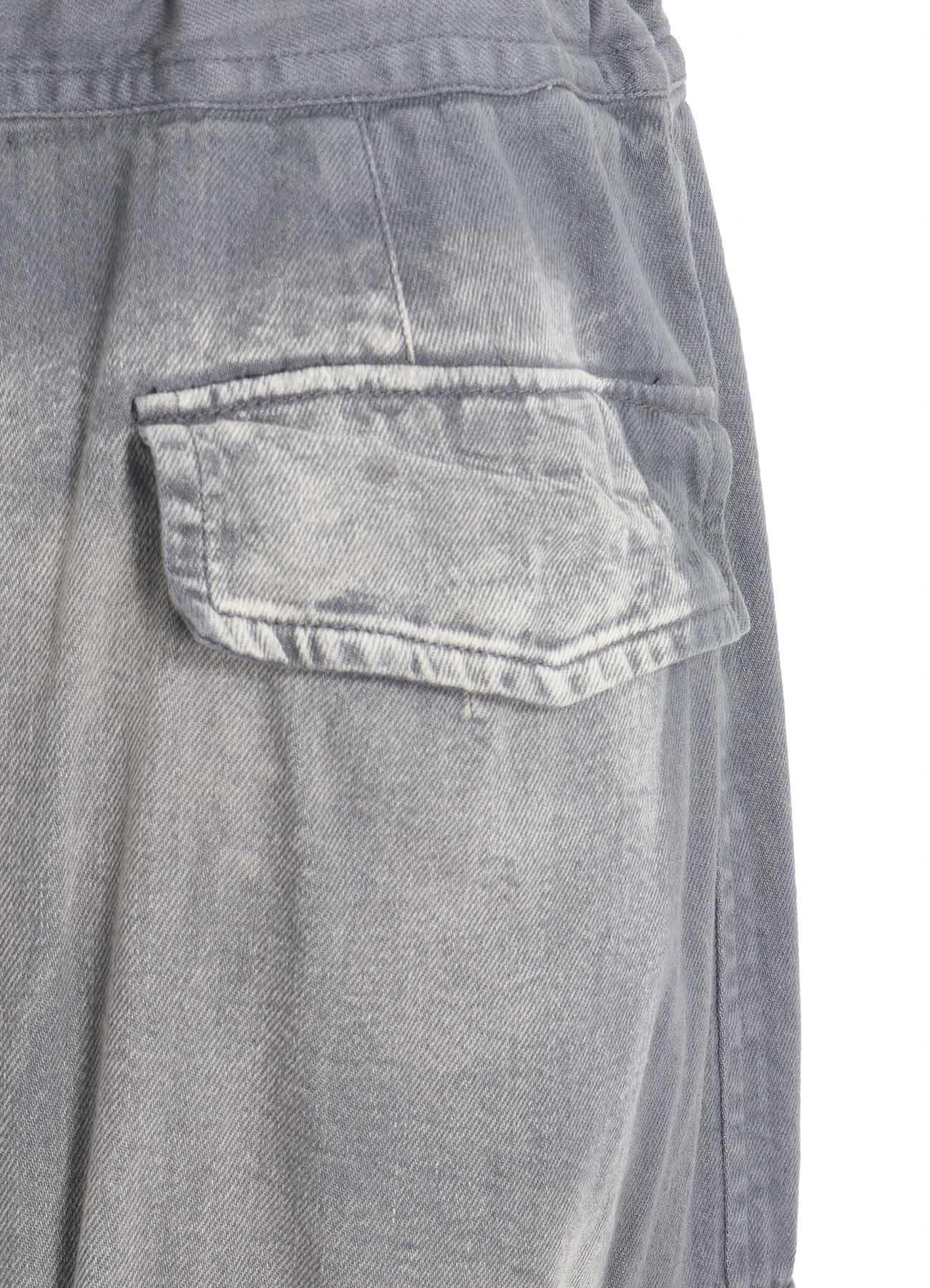 SPOTTED DENIM SIDE POCKET STRAIGHT SKIRT