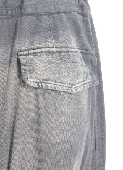 SPOTTED DENIM SIDE POCKET STRAIGHT SKIRT