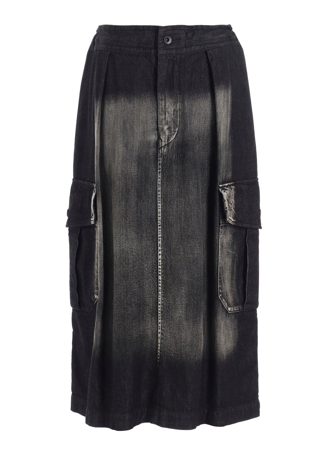 SPOTTED DENIM SIDE POCKET STRAIGHT SKIRT
