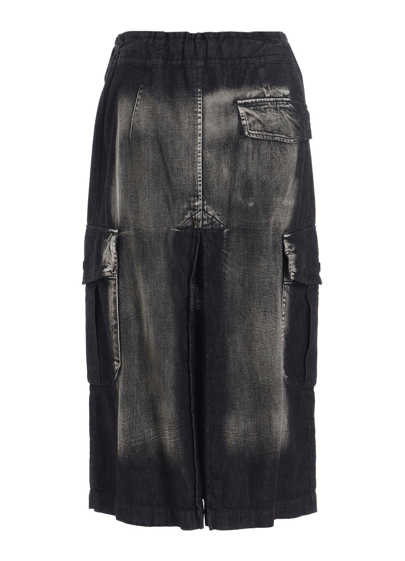 SPOTTED DENIM SIDE POCKET STRAIGHT SKIRT