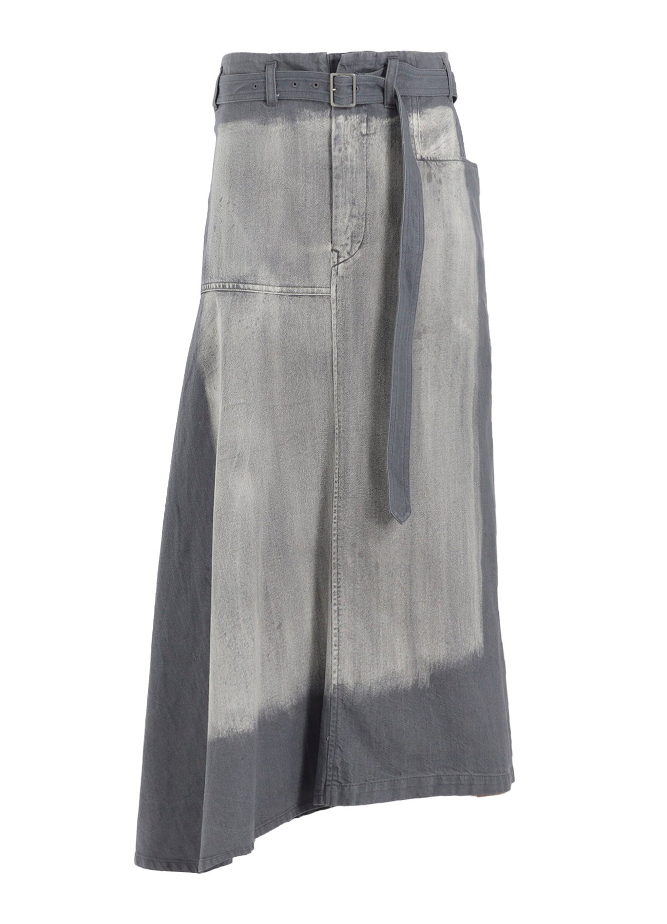 SPOTTED DENIM RIGHT SIDE FLARE SKIRT