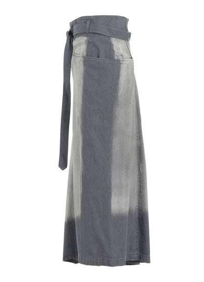 SPOTTED DENIM RIGHT SIDE FLARE SKIRT