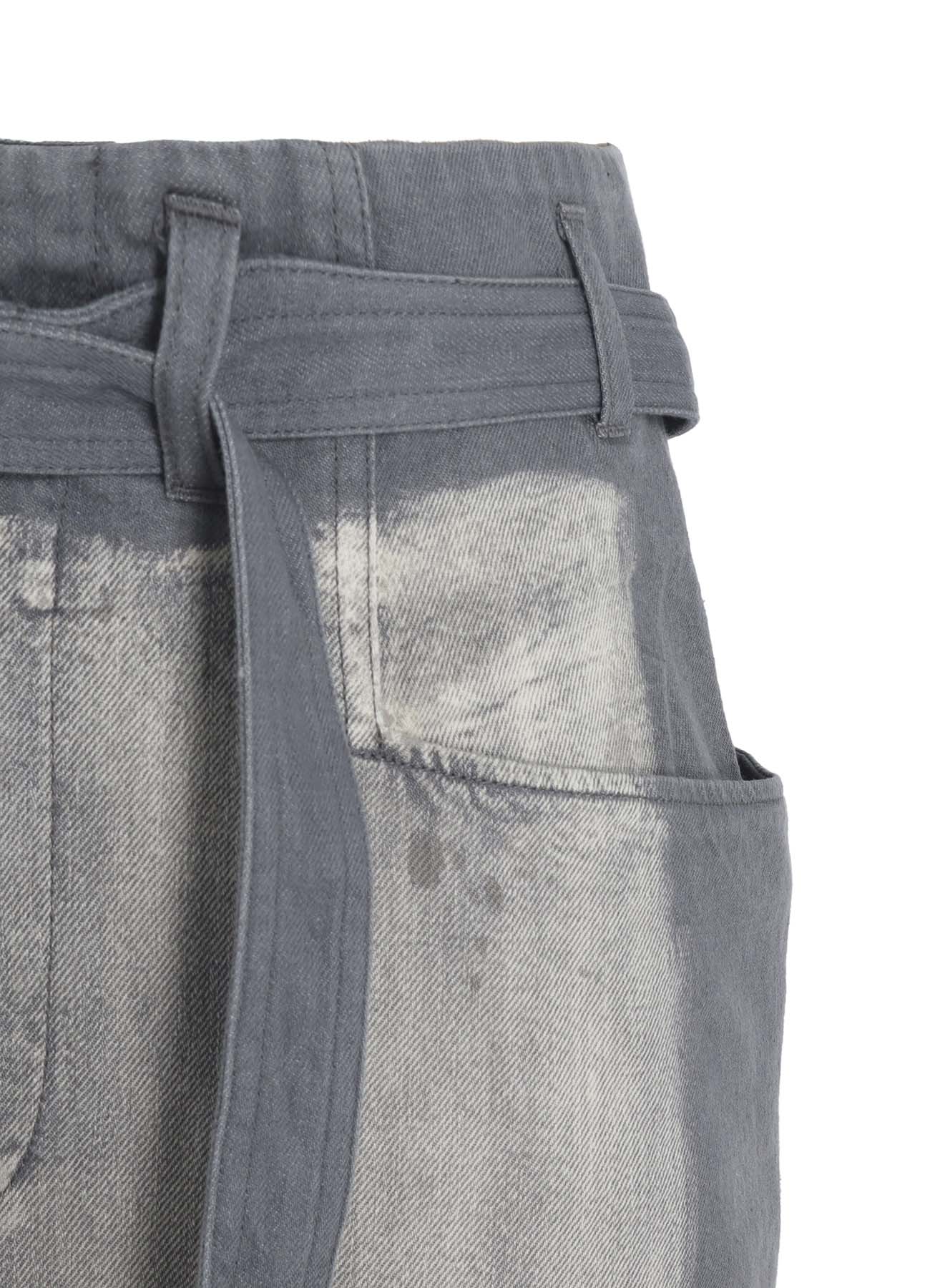 SPOTTED DENIM RIGHT SIDE FLARE SKIRT