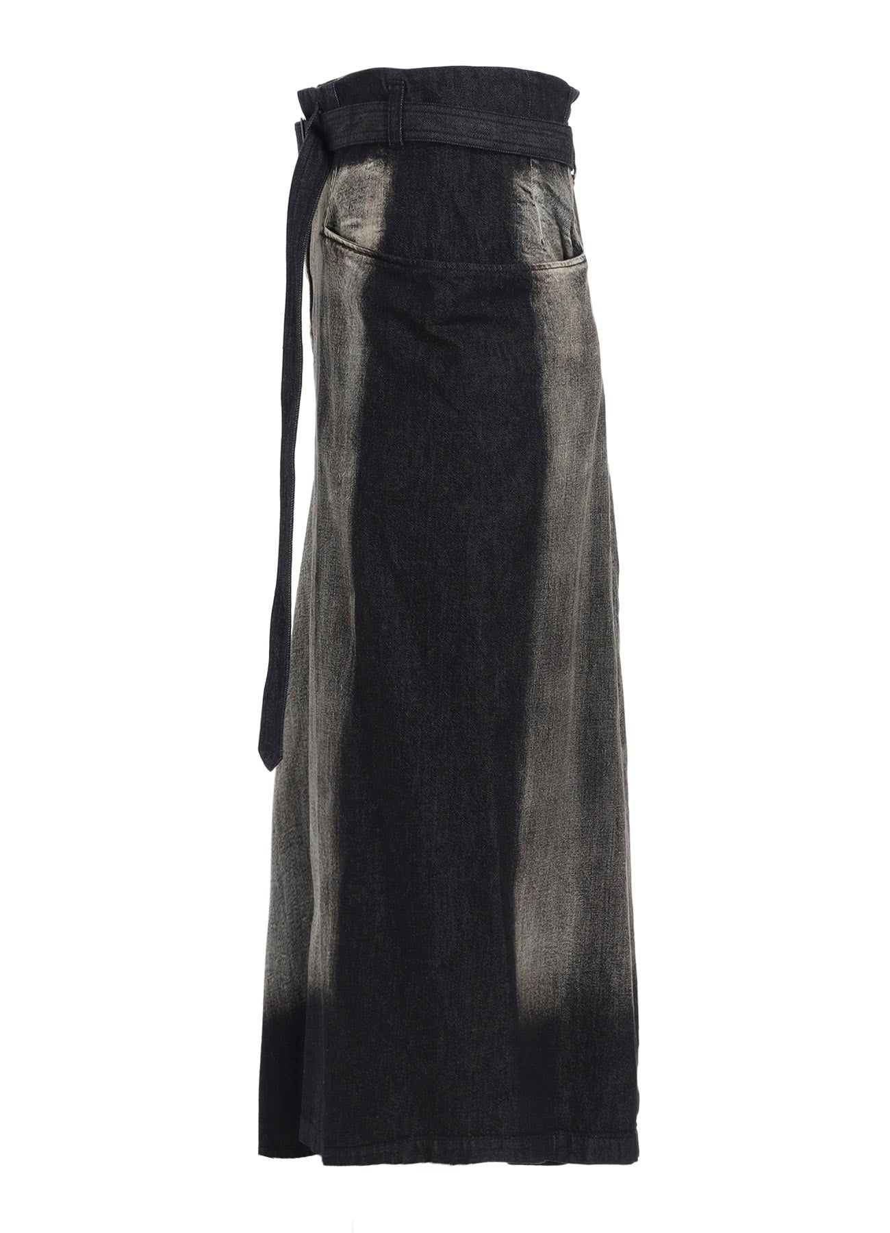 SPOTTED DENIM RIGHT SIDE FLARE SKIRT