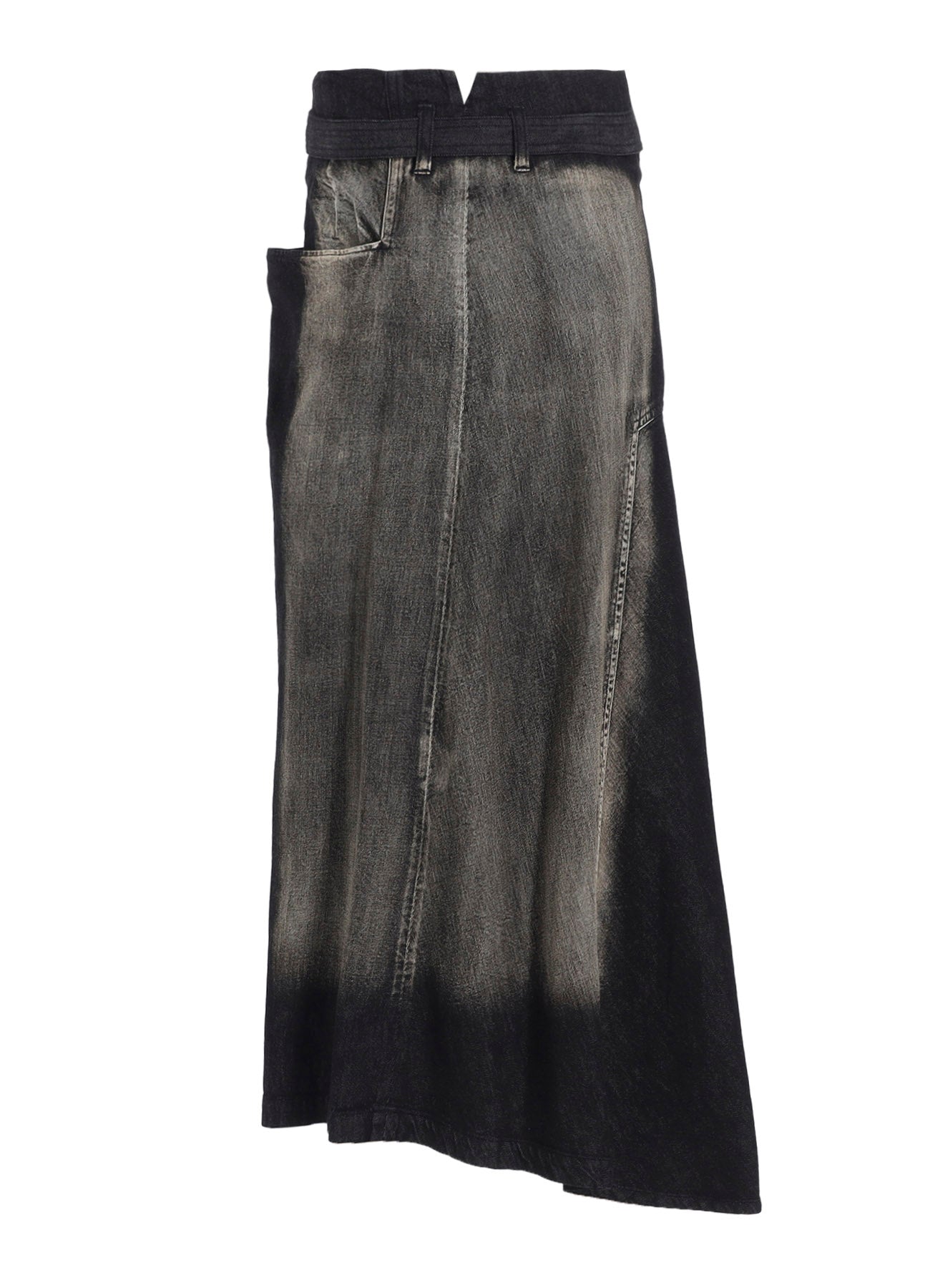 SPOTTED DENIM RIGHT SIDE FLARE SKIRT