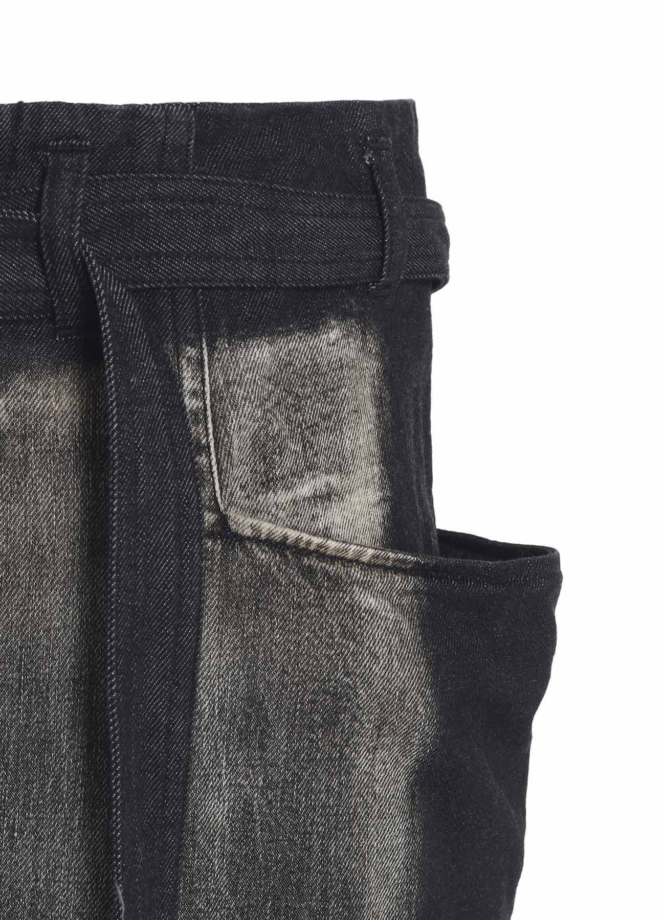 SPOTTED DENIM RIGHT SIDE FLARE SKIRT