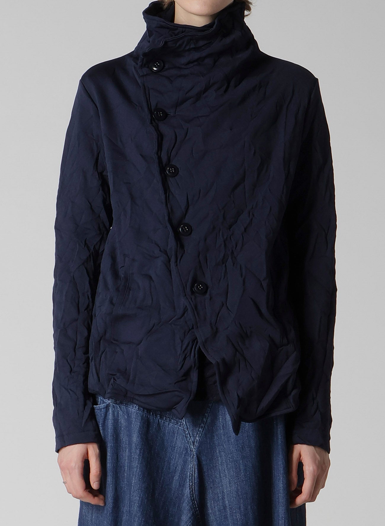 WRINKLE-EFFECT ASYMMETRIC JACKET