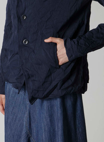 WRINKLE-EFFECT ASYMMETRIC JACKET