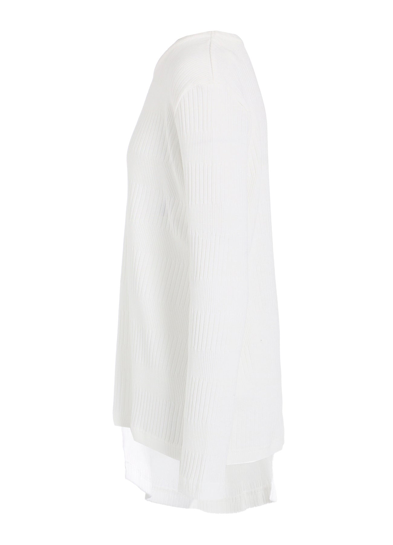 RANDOM RIB STRIPE ROUND NECK ASYMMETERIC T