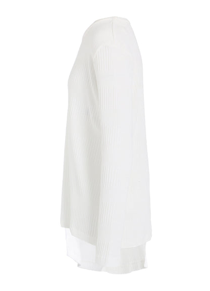 RANDOM RIB STRIPE ROUND NECK ASYMMETERIC T