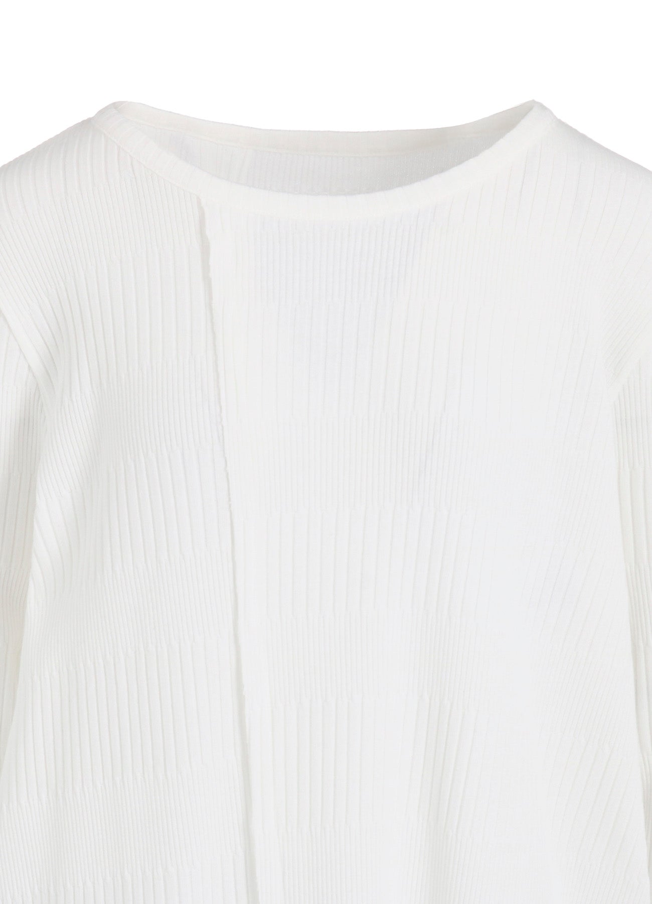 RANDOM RIB STRIPE ROUND NECK ASYMMETERIC T