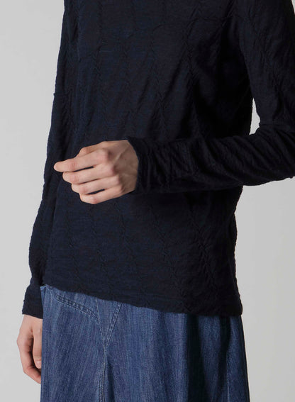TUCKED DIAGONAL CABLE JQ HIGH NECK LONG T