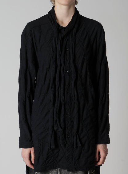 DIAGONAL CABLE JQ BOW TIE BLOUSE T