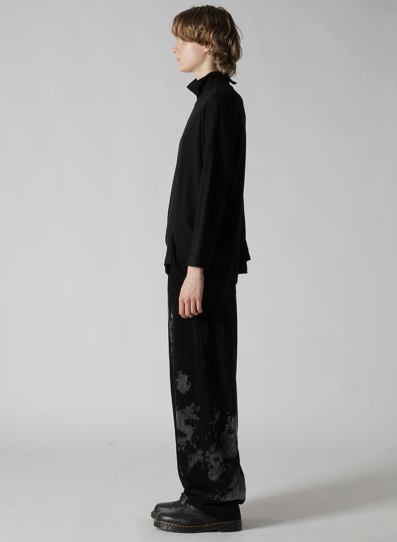 SOFT GAUZE JERSEY ASYMMETRIC HI-NECK PULLOVER