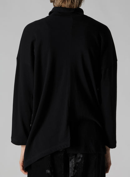 SOFT GAUZE JERSEY ASYMMETRIC HI-NECK PULLOVER