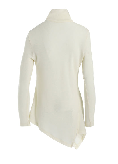 RIB/DENIM COMBINATION FLARE T WITH GATHERS