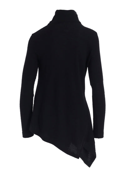 RIB/DENIM COMBINATION FLARE T WITH GATHERS