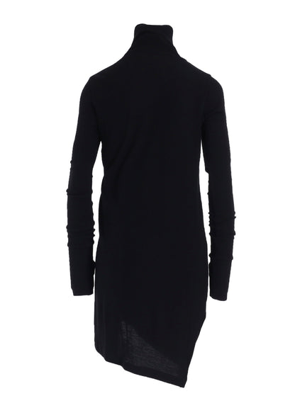 RIB/DENIM COMBINATION LONG T WITH GATHERS