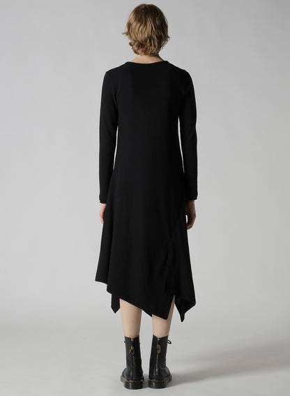 W/NY JERSEY ROUND NECK FLARE DRESS