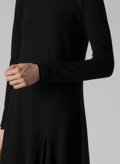 W/NY JERSEY ROUND NECK FLARE DRESS